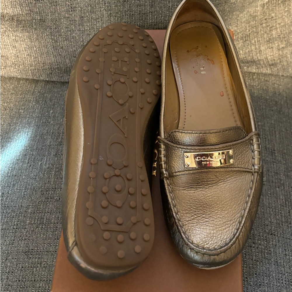 Gold Woman’s Coach Loafers (7.5)